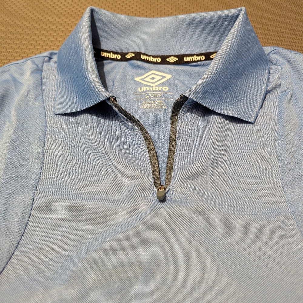 Umbro Sky Blue Polo with Zip Collar - Picture 6 of 6